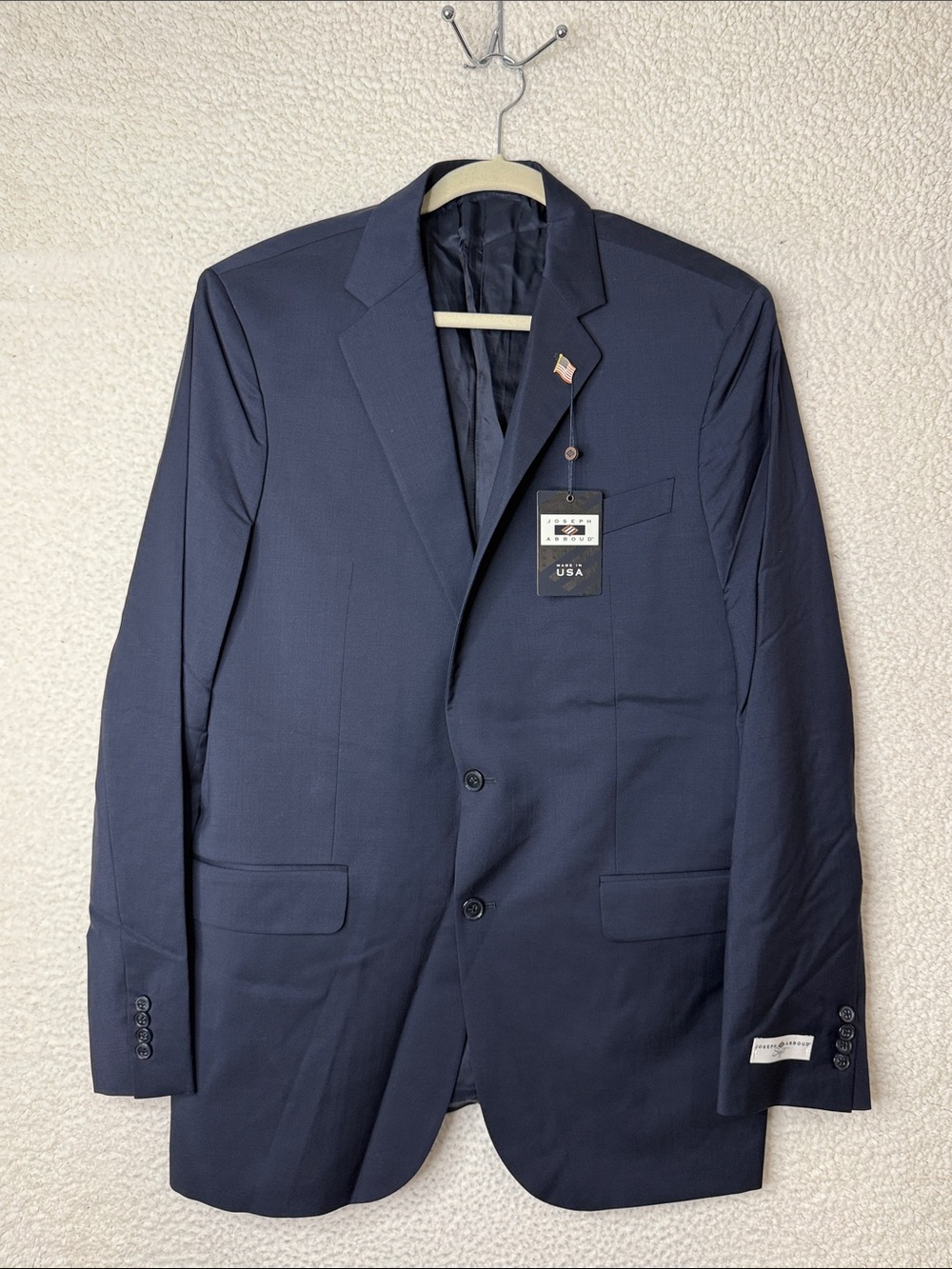 NWT Joseph Abboud Modern Fit 100% Wool Suit Blazer Navy Solid 42L